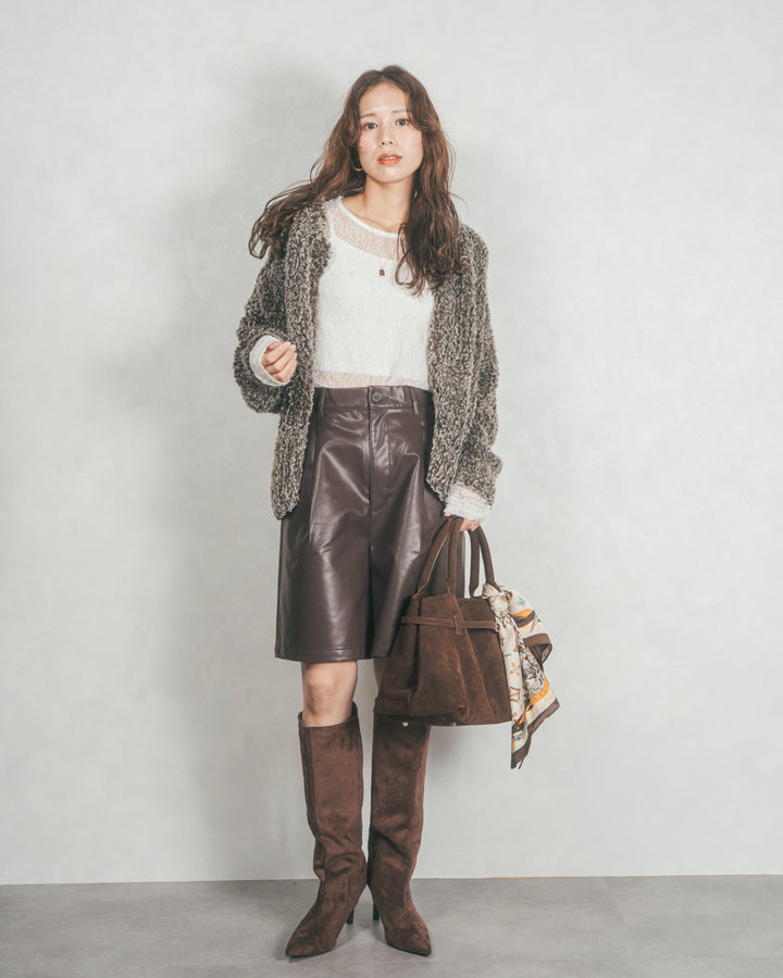 ファーニットLuxeカーデコート (MIX BROWN)