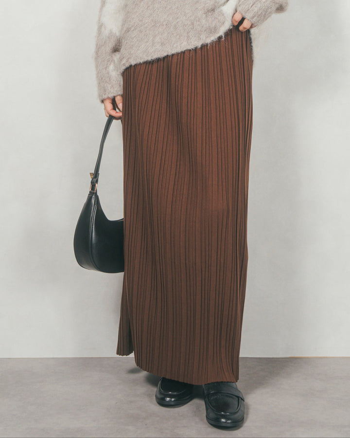 プリーツNarrowロングスカート (BROWN)