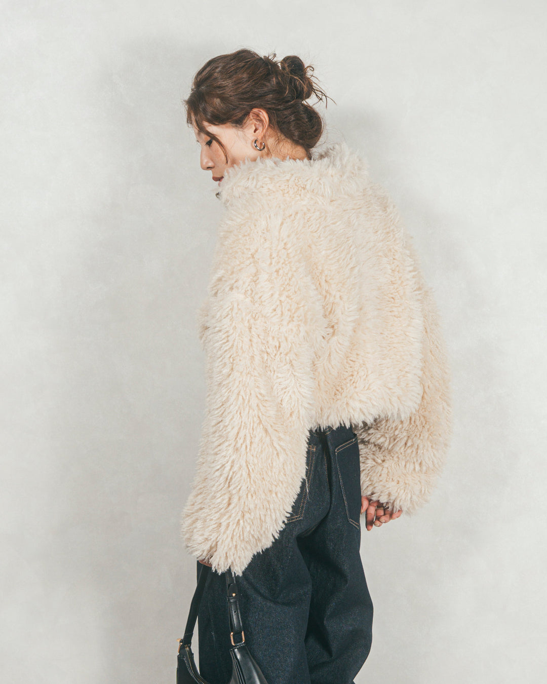 プードルボアZipショートコート (ECRU)