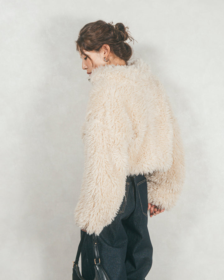 プードルボアZipショートコート (ECRU)