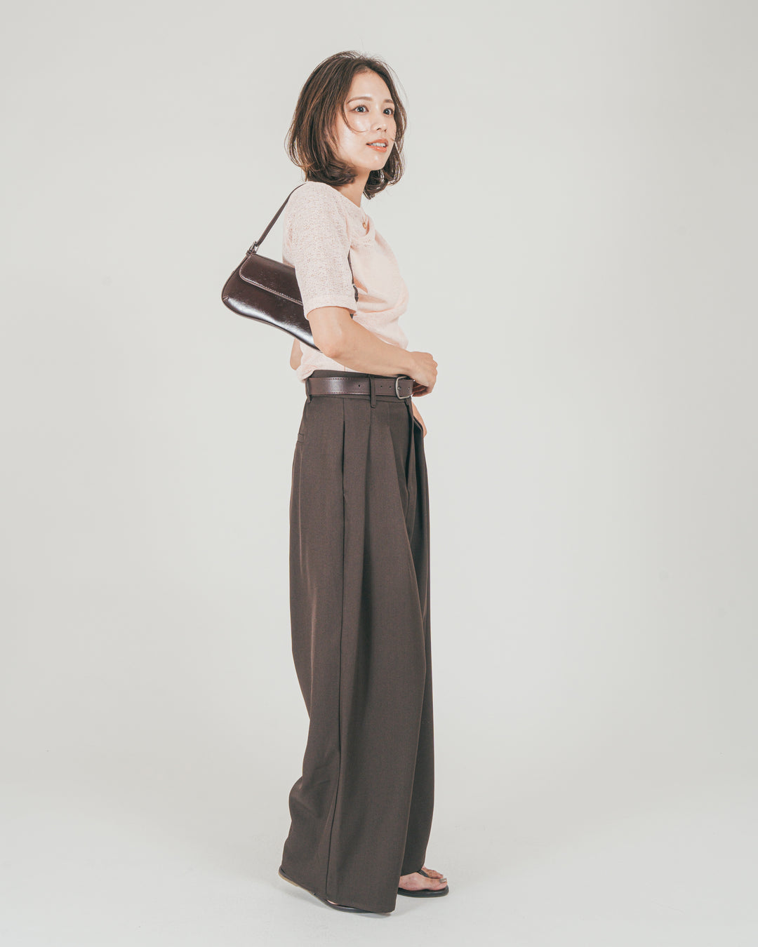 ［SET］カットレース ドレープTee + ダブルタック ハイウエストワイドパンツ（2SET）