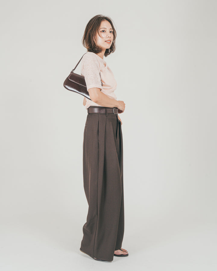［SET］カットレース ドレープTee + ダブルタック ハイウエストワイドパンツ（2SET）