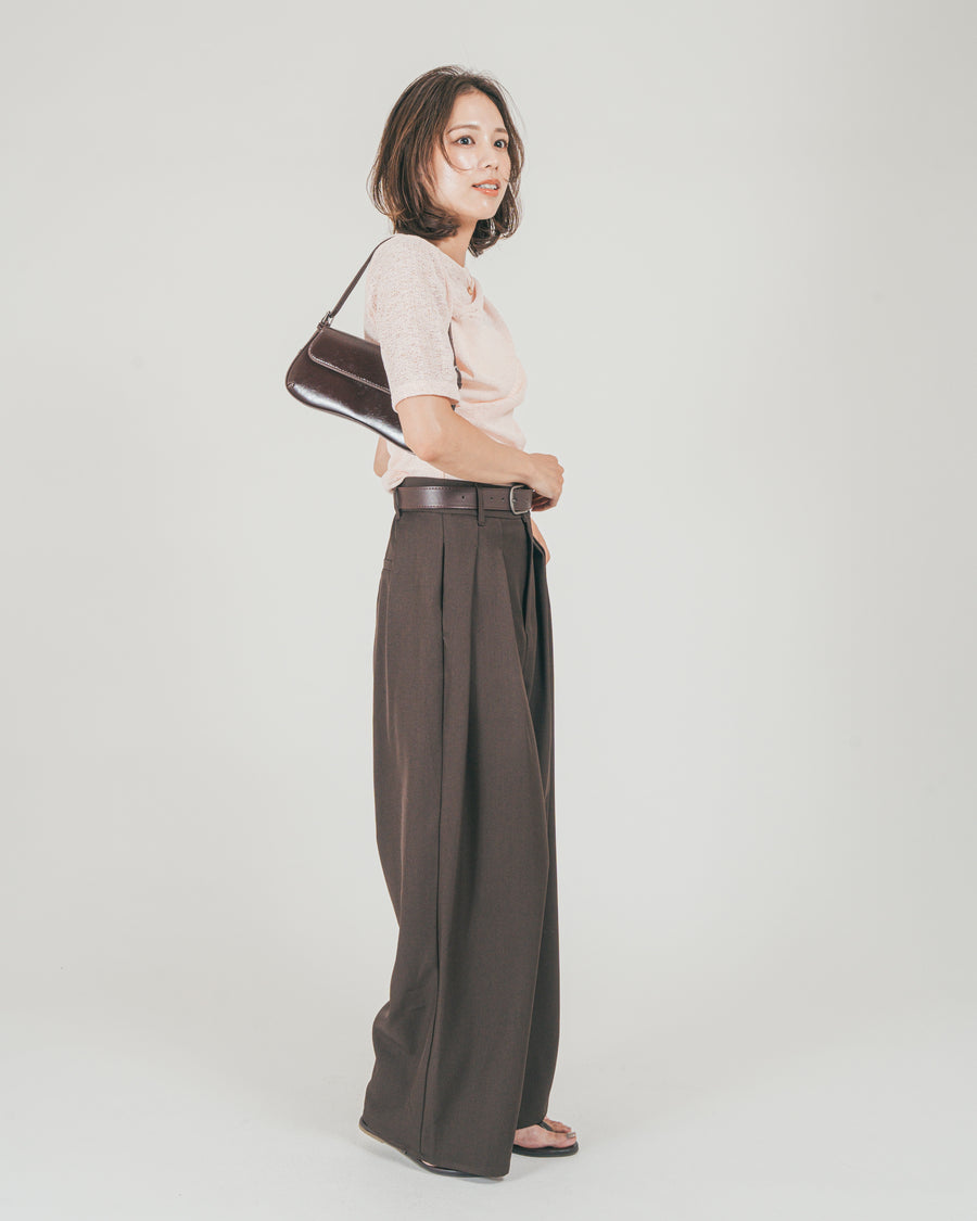 ［SET］カットレース ドレープTee + ダブルタック ハイウエストワイドパンツ（2SET）