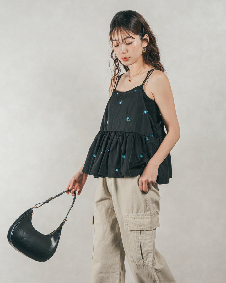 ［SET］Flower刺繍　ボリュームキャミ + ピグメントツイルカーゴパンツ（2SET）