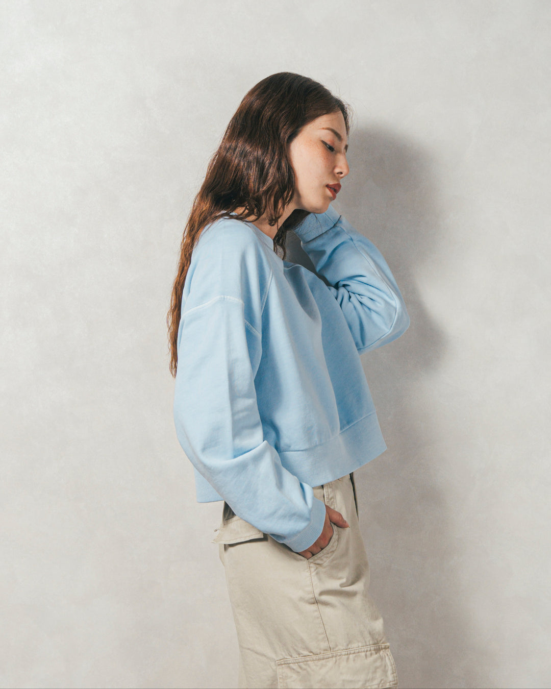 ［SET］ヴィンテージ風裏毛プルオーバー+ピグメントツイルカーゴパンツ（2SET）