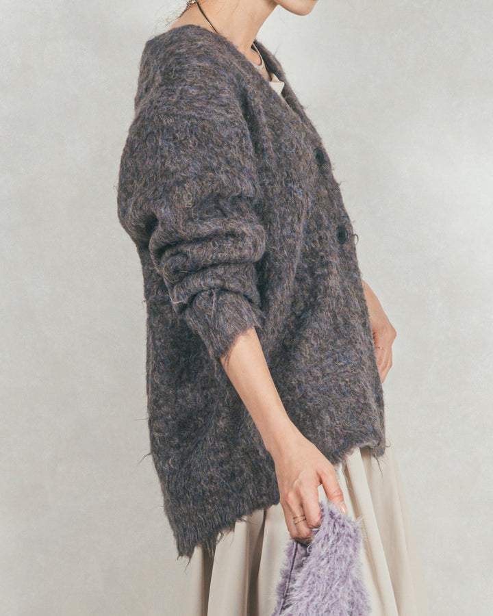 ［SET］Airyフェザー ニットカーディガン+ワイドTuckイージーデニム