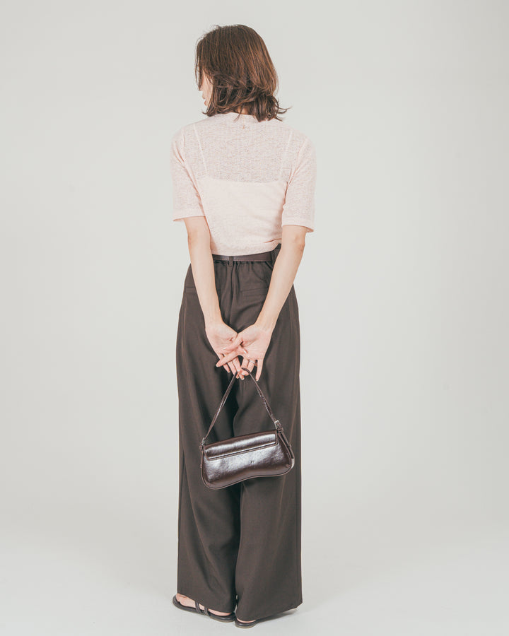 ［SET］カットレース ドレープTee + ダブルタック ハイウエストワイドパンツ（2SET）
