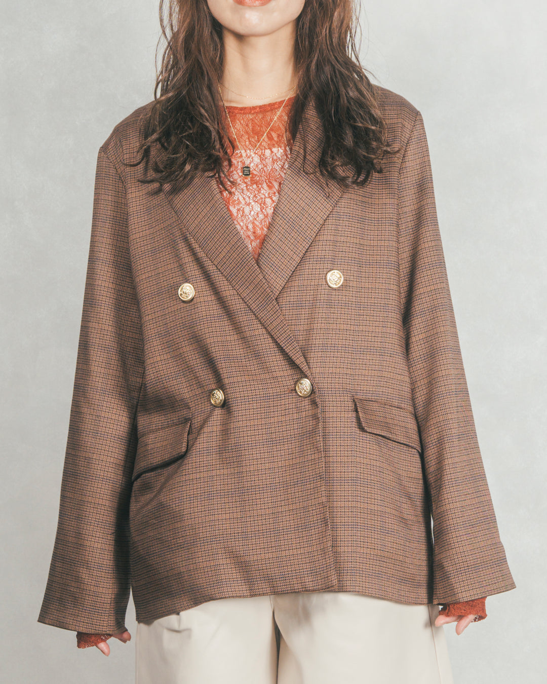 ［SET］Effortless チェックジャケット+コクーンシルエットロングスカート（2SET）