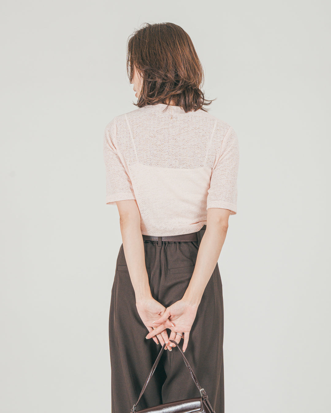 ［SET］カットレース ドレープTee + ダブルタック ハイウエストワイドパンツ（2SET）