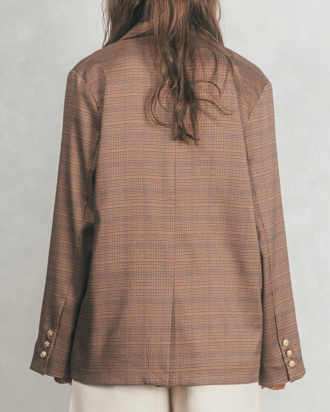 ［SET］Effortless チェックジャケット+レザーライクハーフパンツ（2SET）