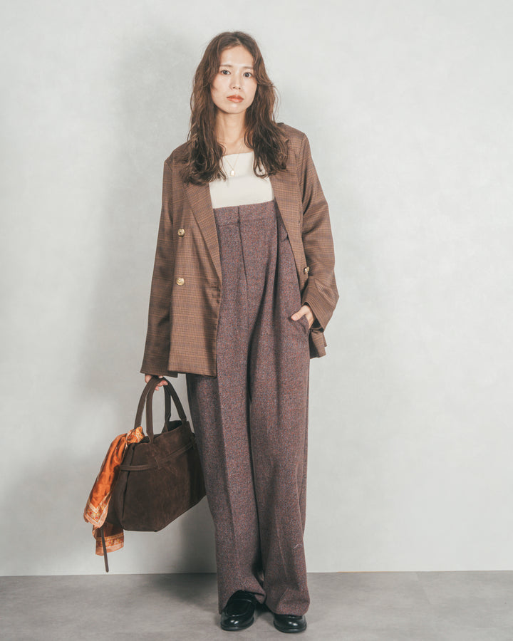 ［SET］Effortless チェックジャケット+Tweedベロアサロペット（2SET）