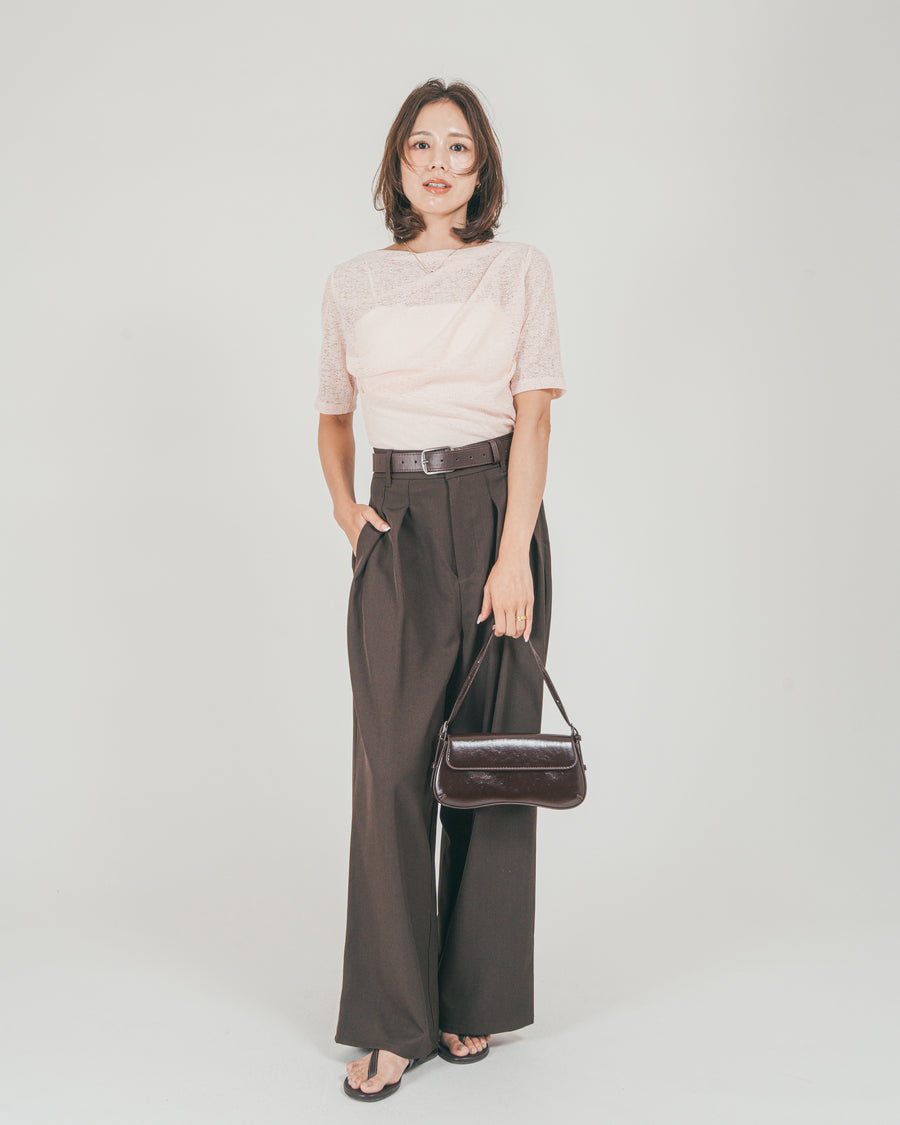 ［SET］カットレース ドレープTee + ダブルタック ハイウエストワイドパンツ（2SET）