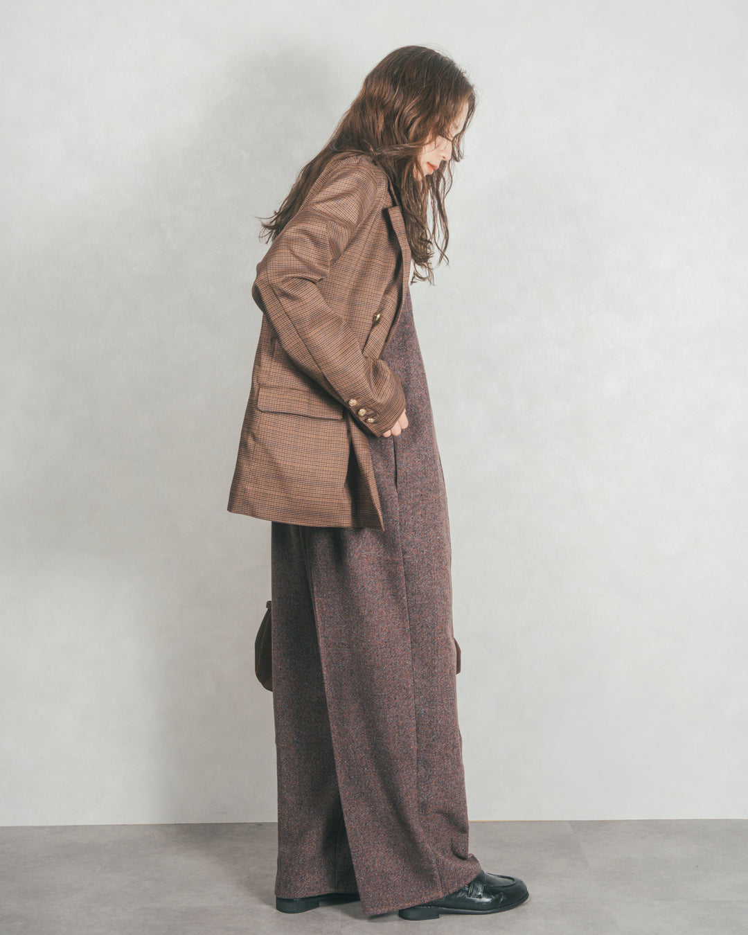 Effortless チェックジャケット (BROWN)