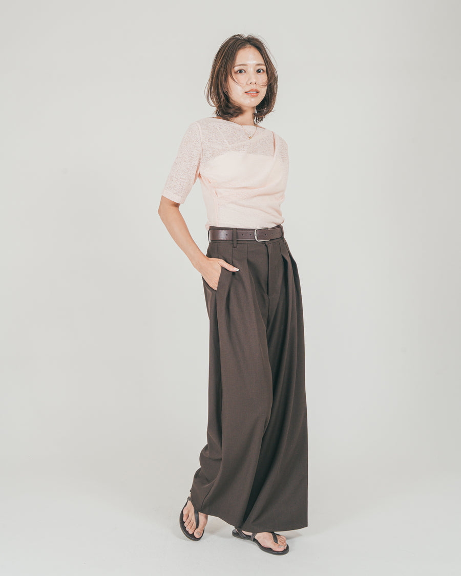 ［SET］カットレース ドレープTee + ダブルタック ハイウエストワイドパンツ（2SET）