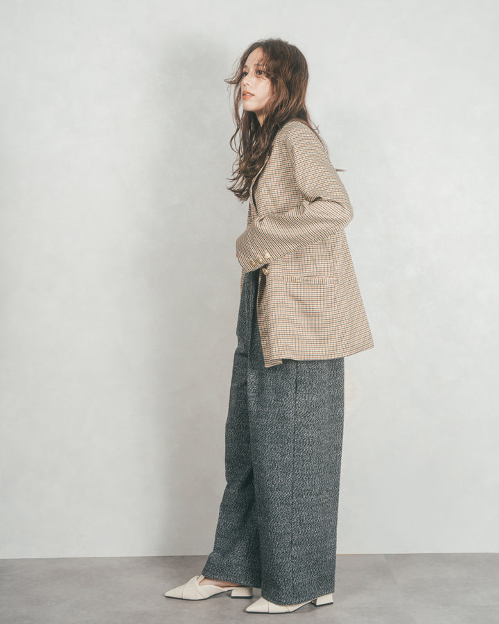 ［SET］Effortless チェックジャケット+Tweedベロアサロペット（2SET）