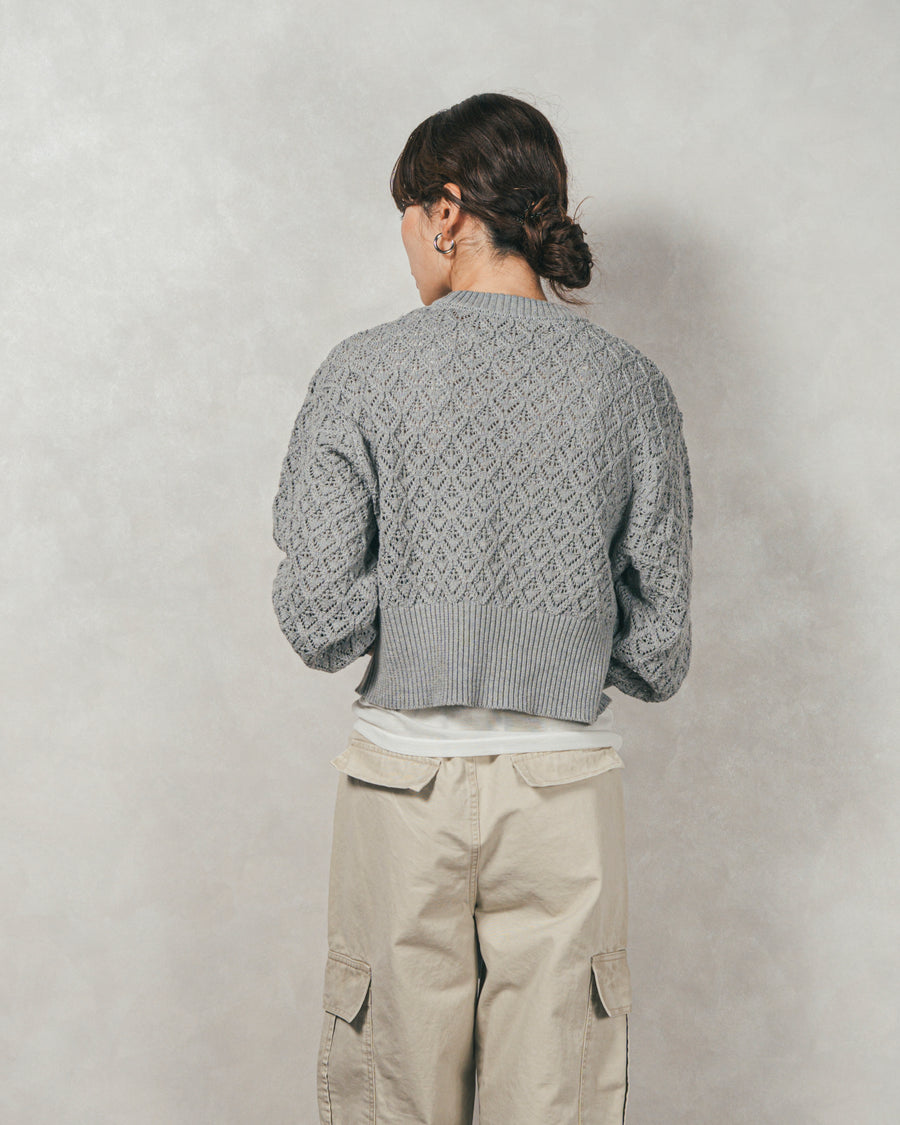 透かし編みフロントスリットニット（GREY）