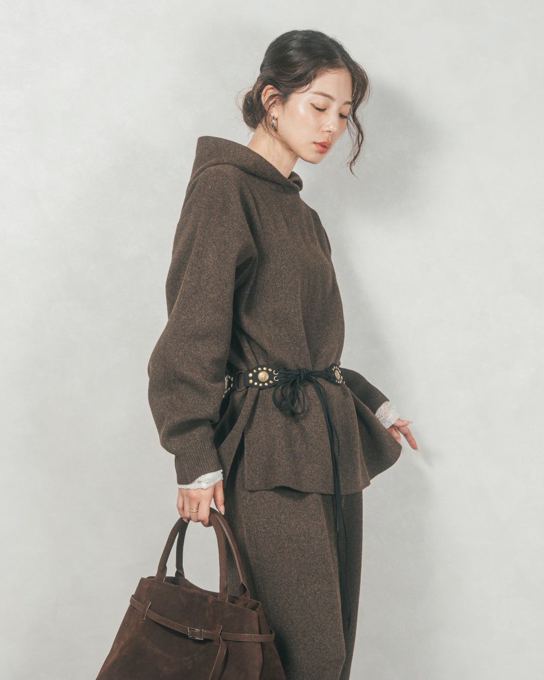 ［SET］Souffleニットフーディー+Souffleニットテパードパンツ（2SET）