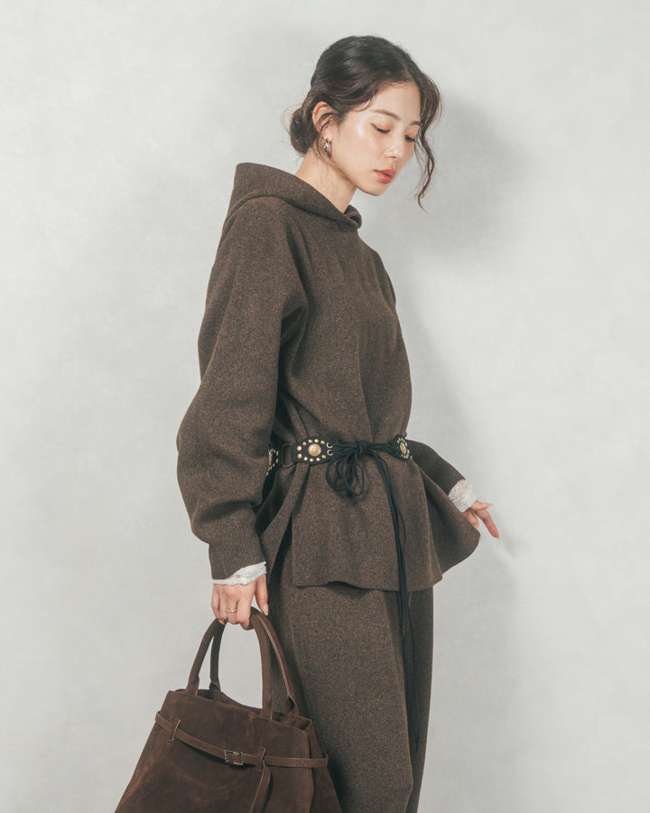 ［SET］Souffleニットフーディー+Souffleニットテパードパンツ（2SET）