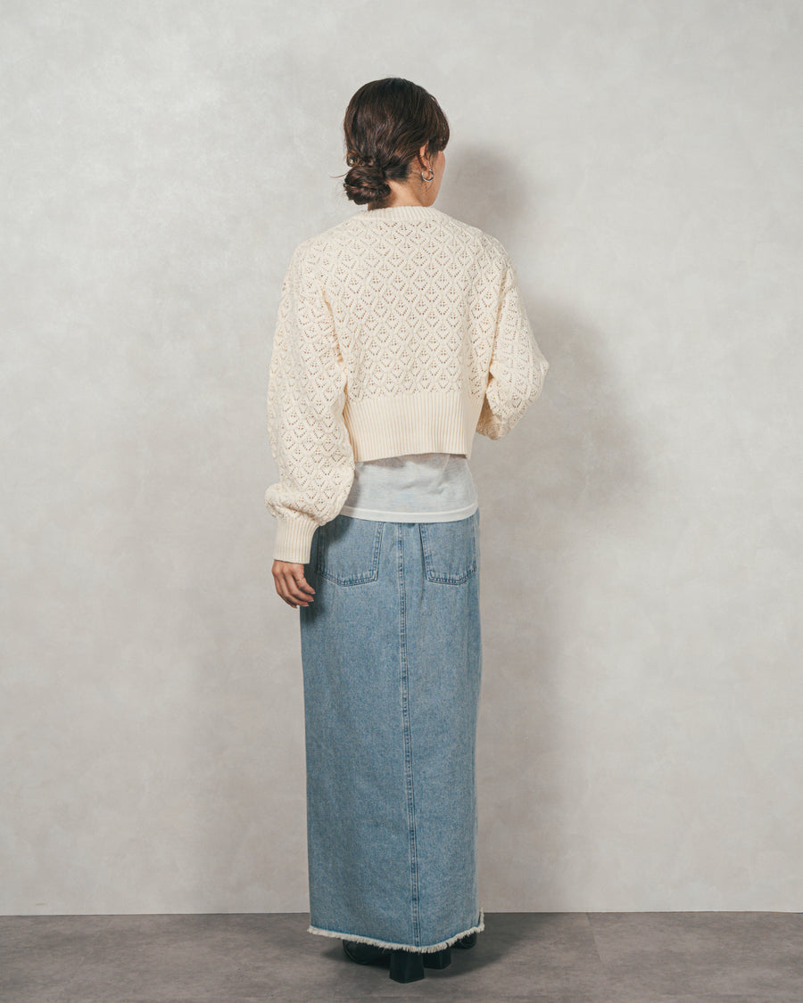 透かし編みフロントスリットニット（IVORY）