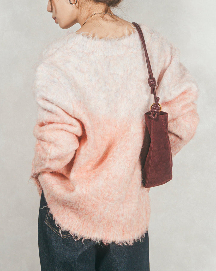 ［SET］Airyフェザー ニットカーディガン+フロントスリット Iラインデニムスカート（2SET）