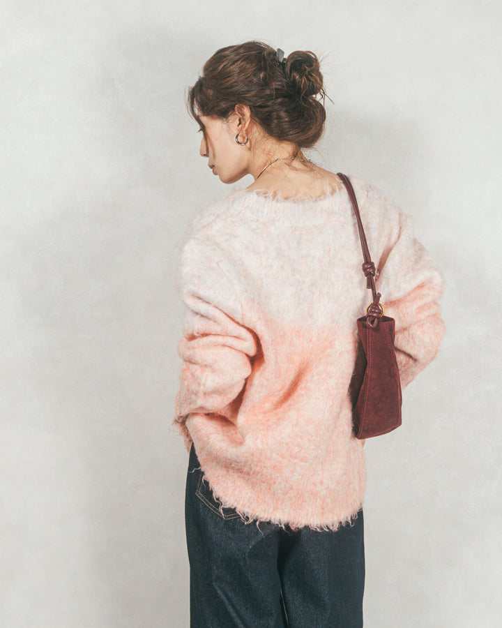 ［SET］Airyフェザー ニットカーディガン+ワイドTuckイージーデニム