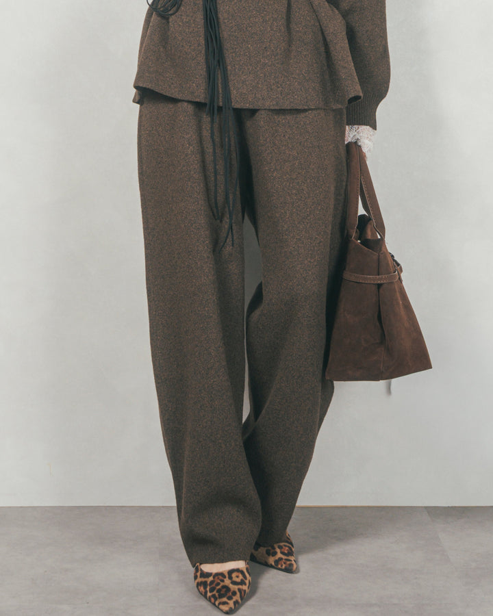 Souffleニットテパードパンツ (MIX BROWN)