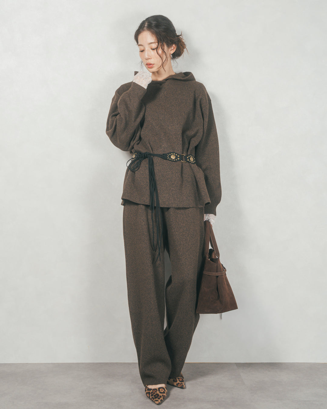 ［SET］Souffleニットフーディー+Souffleニットテパードパンツ（2SET）