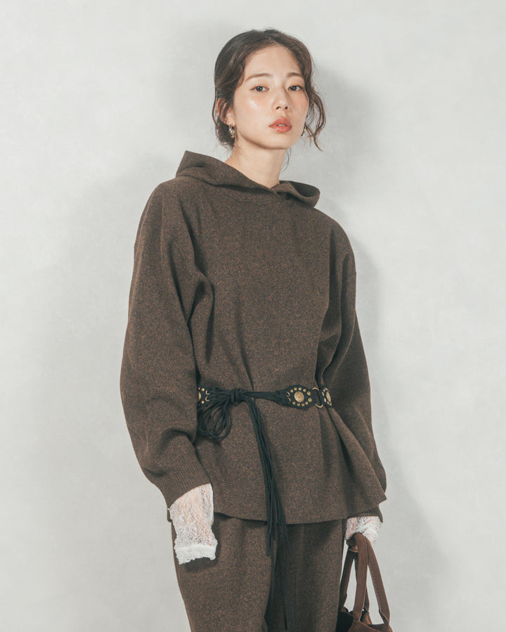 ［SET］Souffleニットフーディー+Souffleニットテパードパンツ（2SET）