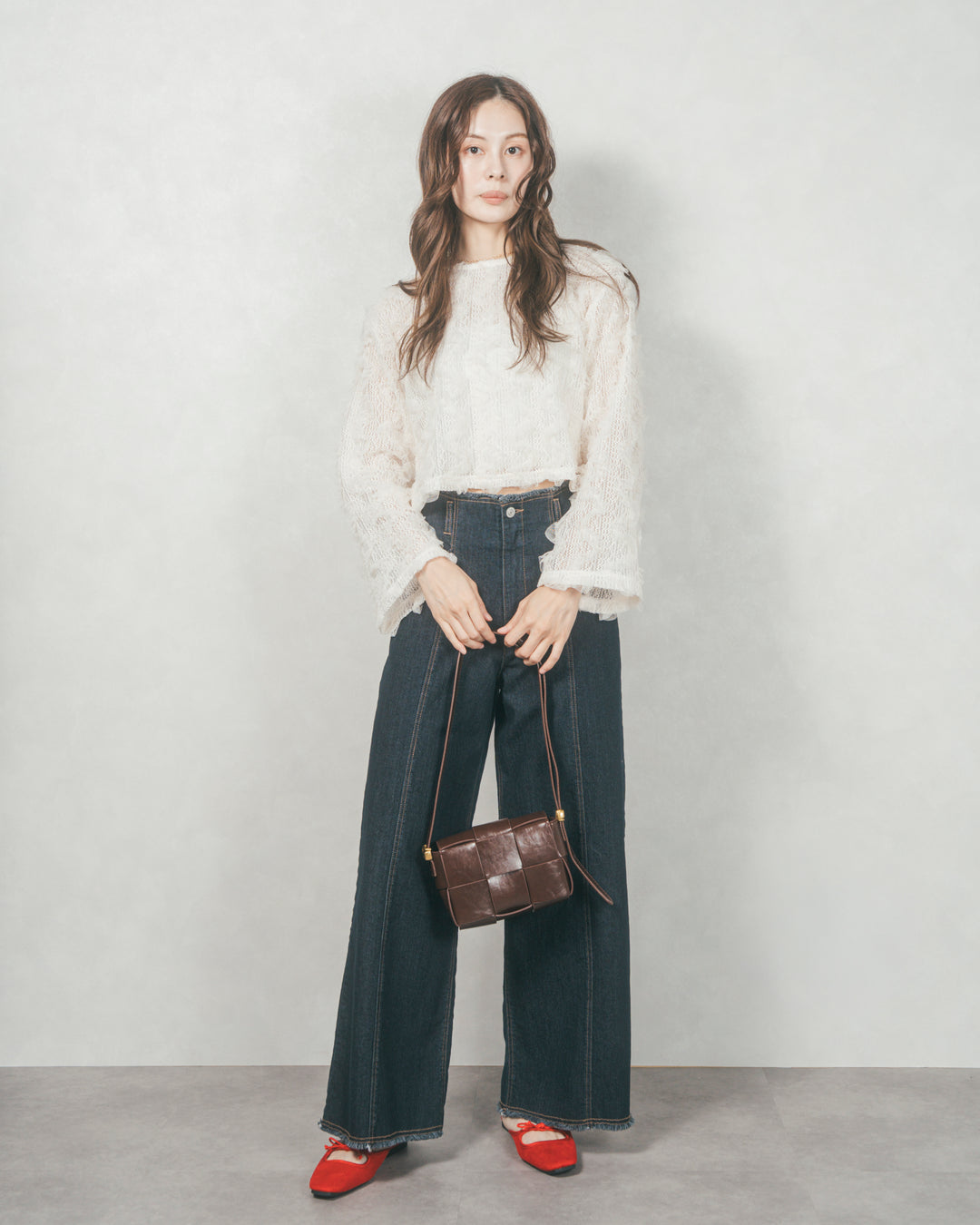 チュールメッシュクロップドトップス (IVORY)