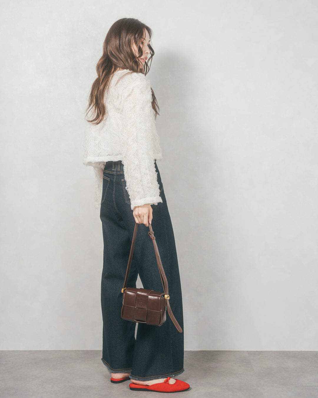 チュールメッシュクロップドトップス (IVORY)