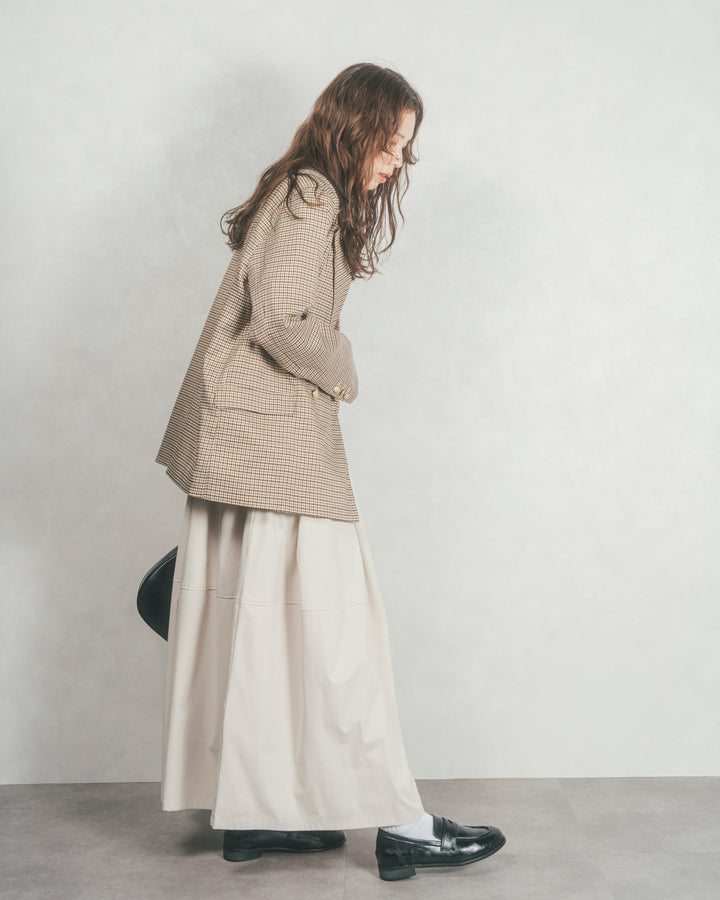 ［SET］Effortless チェックジャケット+コクーンシルエットロングスカート（2SET）