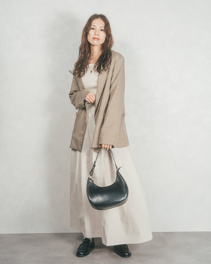 ［SET］Effortless チェックジャケット+コクーンシルエットロングスカート（2SET）