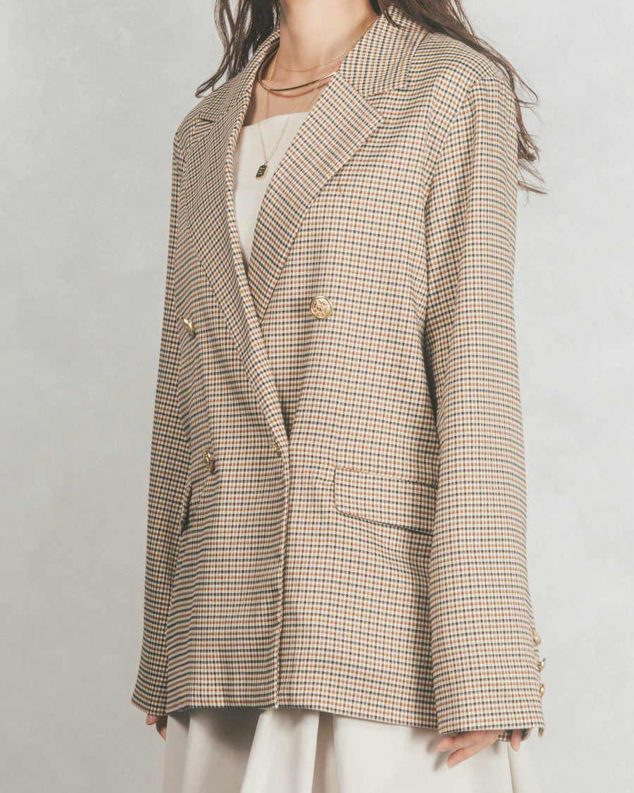 ［SET］Effortless チェックジャケット+Tweedベロアサロペット（2SET）