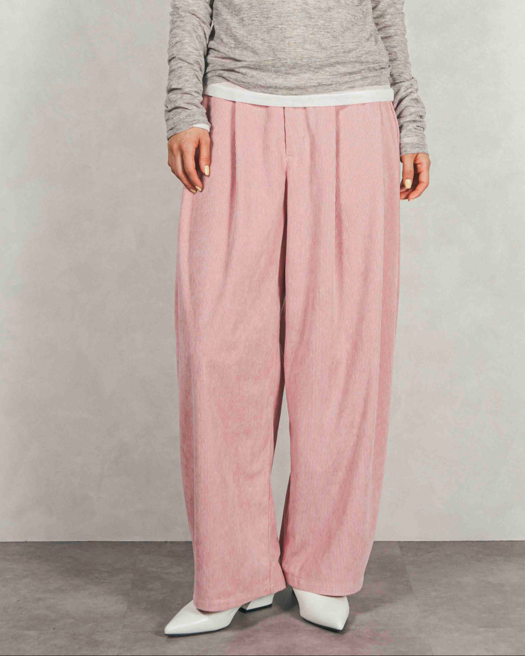 サイドタックコクーンコーデュロイパンツ (PINK）