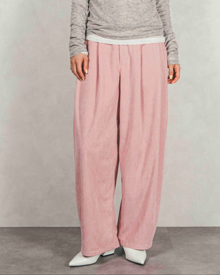 サイドタックコクーンコーデュロイパンツ (PINK）