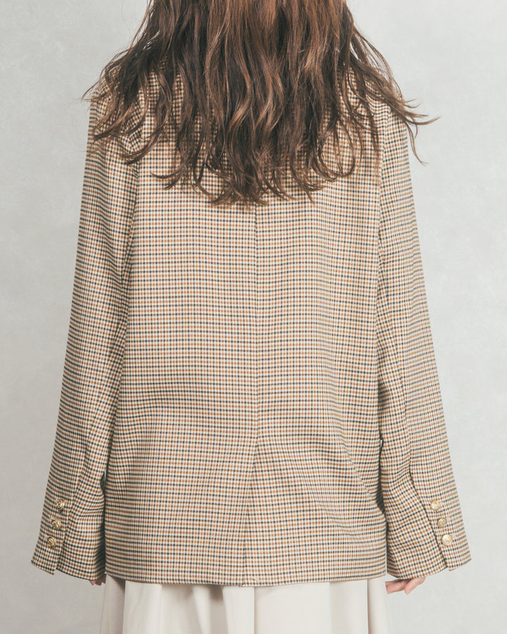 ［SET］Effortless チェックジャケット+レザーライクハーフパンツ（2SET）