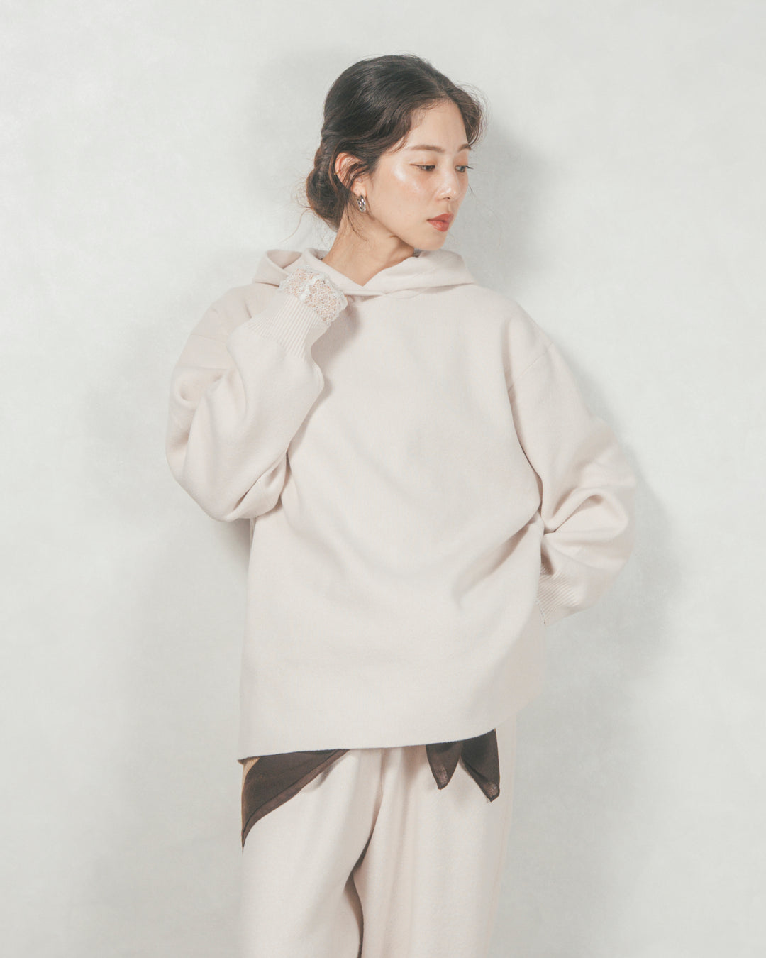 Souffleニットテパードパンツ (IVORY)