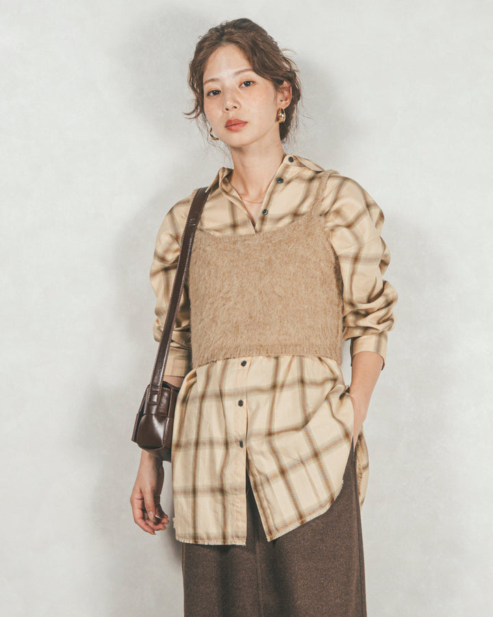 Looseチェックシャツ (BEIGE)