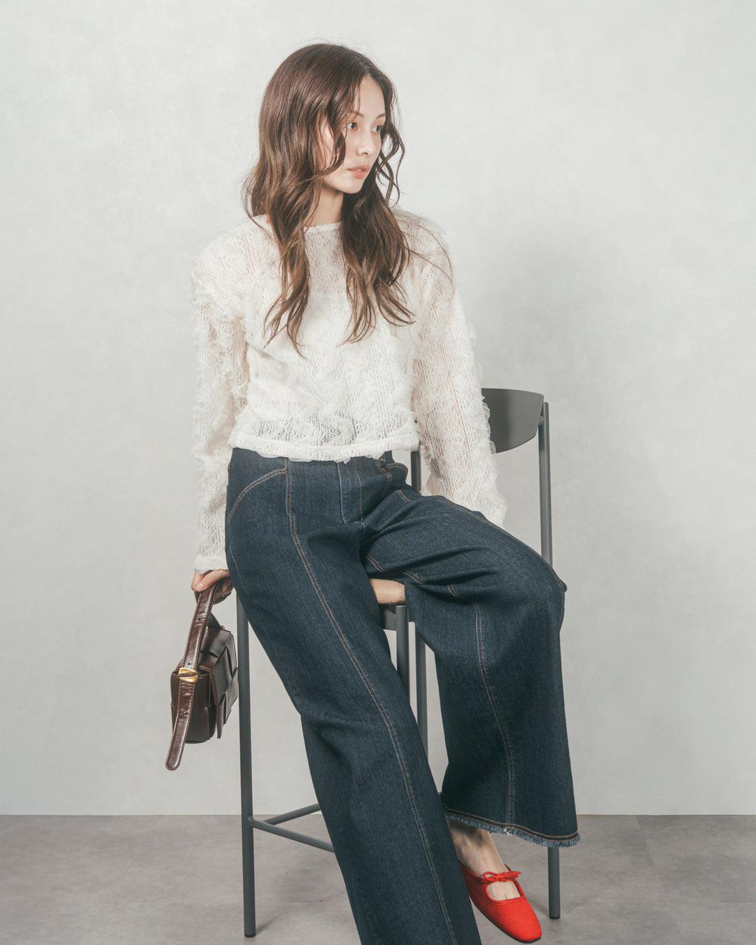 チュールメッシュクロップドトップス (IVORY)