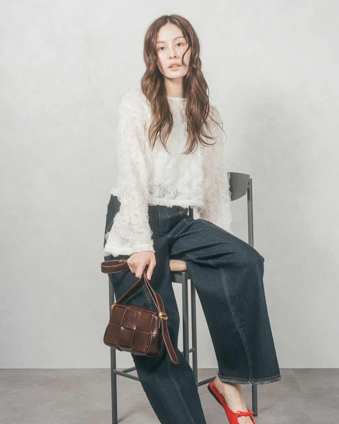 チュールメッシュクロップドトップス (IVORY)