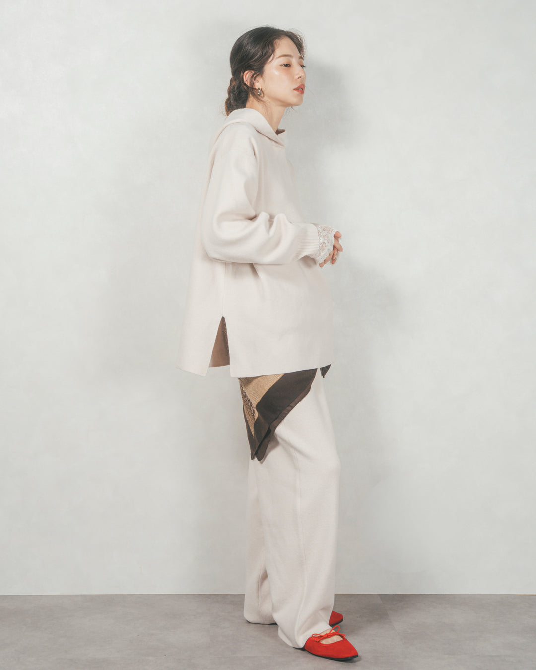 ［SET］Souffleニットフーディー+Souffleニットテパードパンツ（2SET）