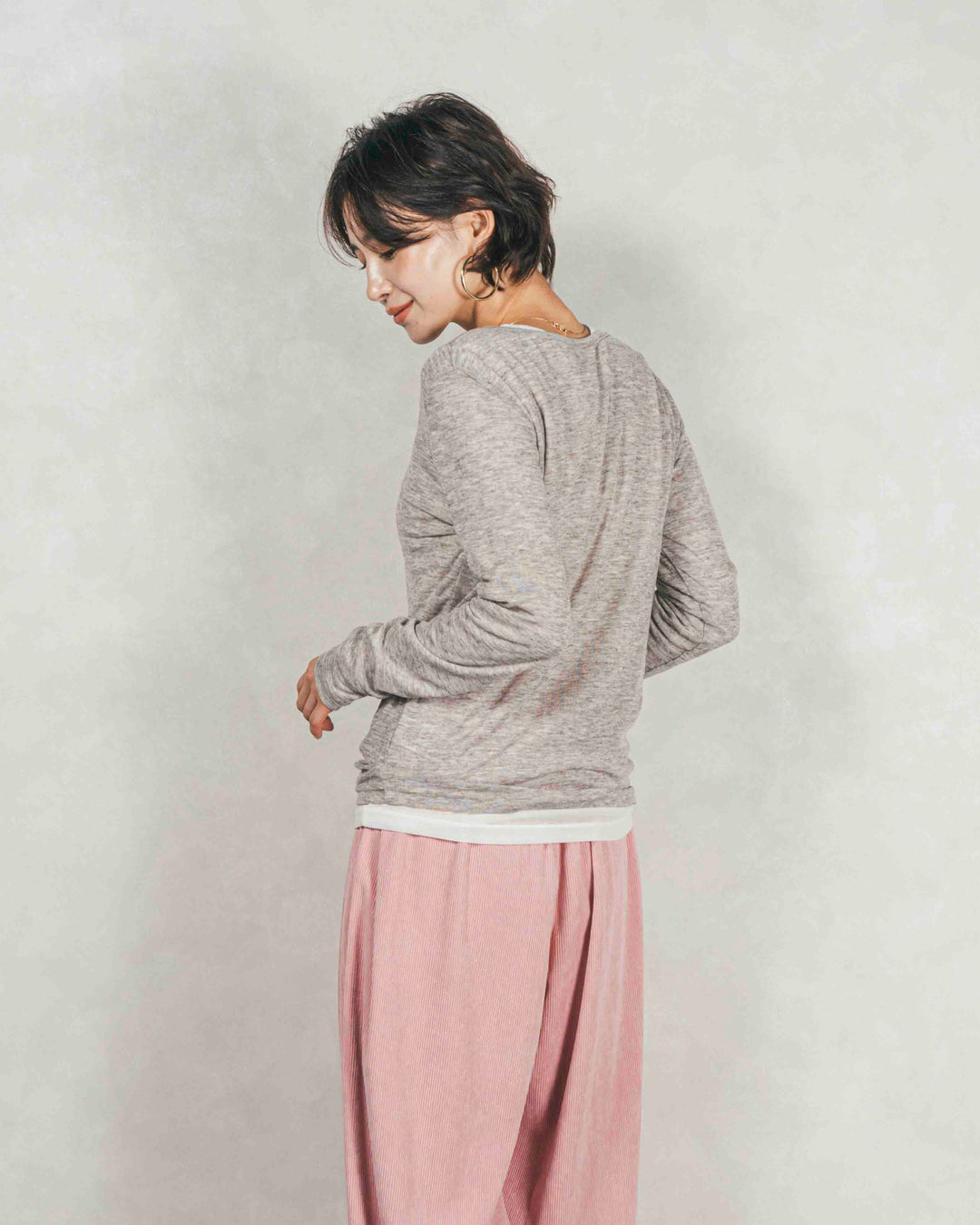 ［SET］Sheerリブヘンリーネックトップス+Sheerリブヘンリーネックトップス（2SET）