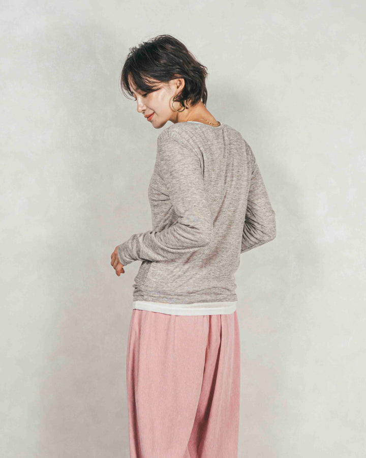 ［SET］Sheerリブヘンリーネックトップス+Sheerリブヘンリーネックトップス（2SET）