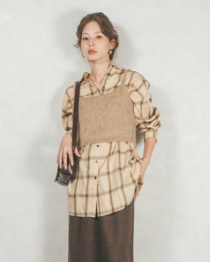 Looseチェックシャツ (BEIGE)