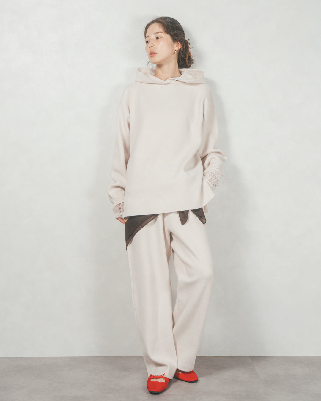 Souffleニットフーディー (IVORY)