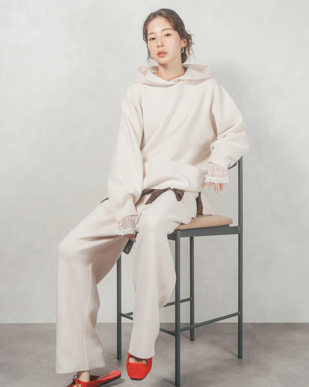 ［SET］Souffleニットフーディー+Souffleニットテパードパンツ（2SET）