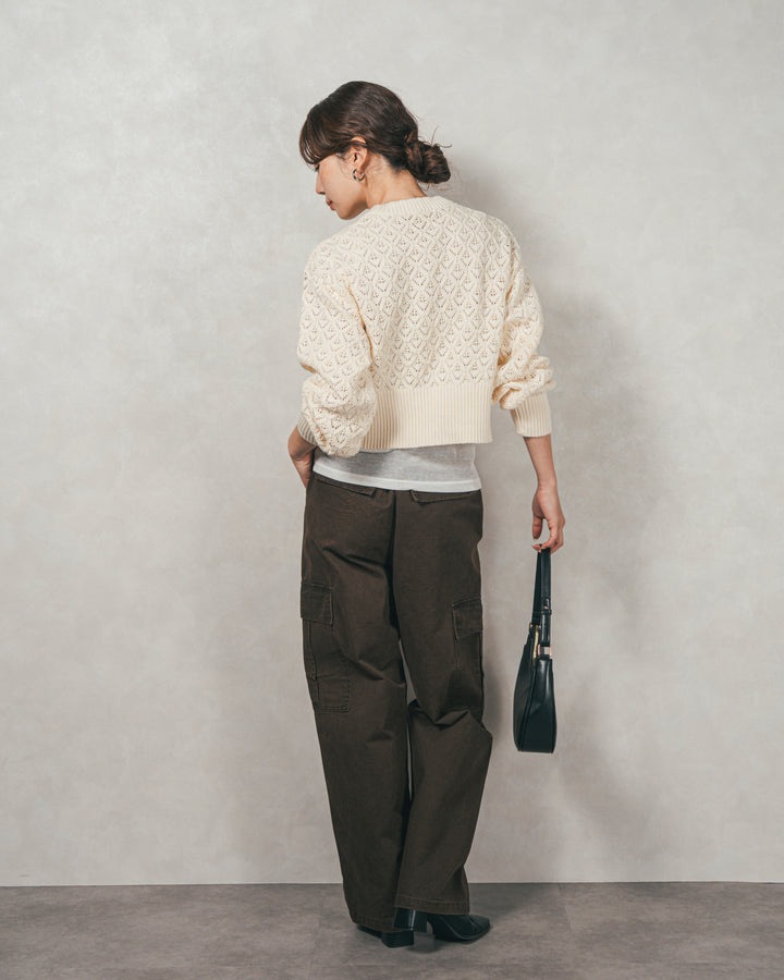 透かし編みフロントスリットニット（IVORY）