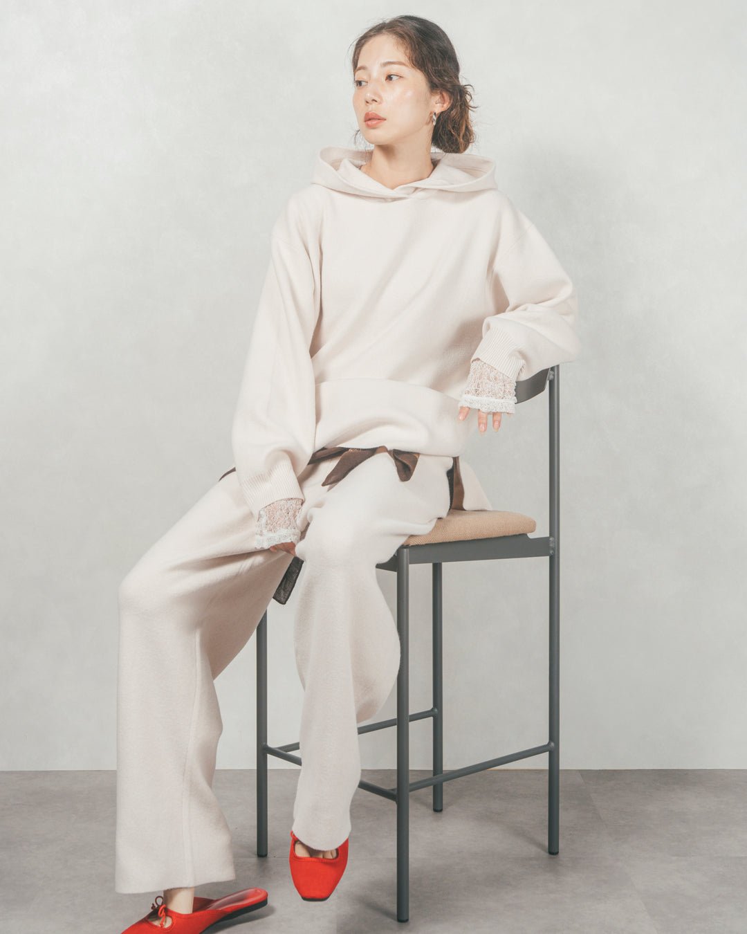 Souffleニットフーディー (IVORY)