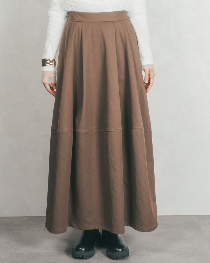 コクーンシルエットロングスカート (BROWN)