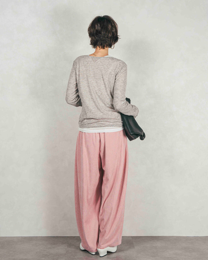 サイドタックコクーンコーデュロイパンツ (PINK）